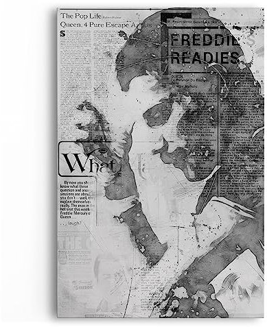 Paul Sinus Freddie Mercury Schwarz Weiß Porträt Kunstvoll Newspaper Art