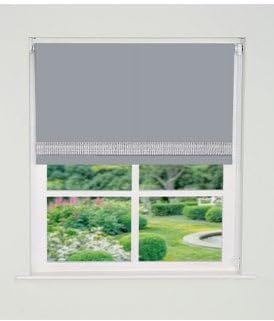Straight Diamante Edge Border Dimout Roller Blind (165cm Drop) 90cm Light Grey