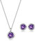 immobird Schmuck Set Damen Februar Natürliche Amethyst Geburtssteine Silber 925 Kette Und Ohrringe Set Rose Design Geschenke für Mama Frauen Februar - Amethyst