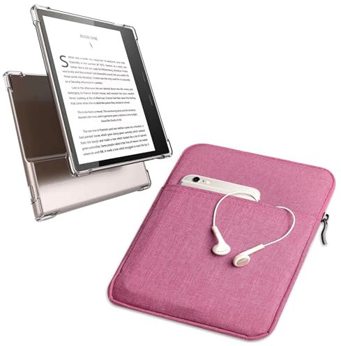 enoxboo Hülle für 7 Kindle Oasis 10. Generation 2019 und Kindle Oasis 9. Generation E-Reader 2017, Modell Nr.: S8IN4O oder CW24WI, 1 durchsichtige TPU-Hülle und 1 Hüllentasche