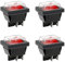 Heschen Interruptor basculante ON-OFF DPST 4 Terminales Luz roja 16A 250VAC con cubierta impermeable (4)