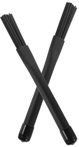 Nylon Schlagzeugbesen Satz mit Griff, Einziehbar, Rutschfest, 1 Paar | Anfänger und Jugendbands, Silikongriff, Schwarz, zum Üben und Spielen Am Schlagzeug
