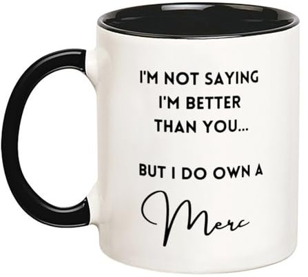 YOLANDEEUROKOK Tasse mit Mercedes-Besitzer-Geschenk, 325 ml, Schwarz