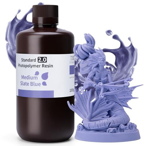 ELEGOO Standard 2.0 3D Drucker Resin 1000g Mittleres Schieferblau, 3D Harz UV 405nm Präzises Drucken Geringer Geruch 3D Printer Resin für LCD/SLA/DLP Resin 3D Drucker