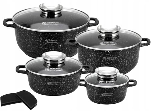 Edenberg EDENBERG Stonetec Line - 10-teiliges Luxus induktions Töpfe Set, Kochtöpfe, Töpfe Induktion | Kochgeschirr Set, Topfset induktionsgeeigne EB-8142