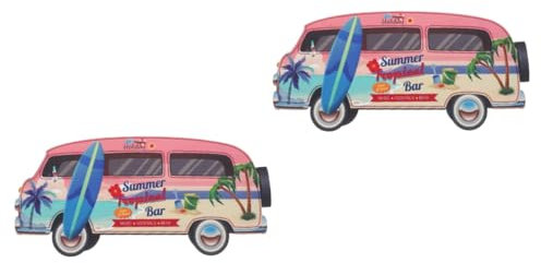 Garneck 2St Sommerdeko- holzdeko uto the cars schlacuhwagen kfz sähwagen hawaiianisches Sommerschild hawaiianisches Türschild Haustür schmücken Anhänger das Schild Hausnummer