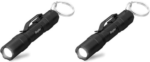Energizer LED Torch Keyring, Mini Torch Flashlight, Water Resistant Metal, Bright and Portable (Batteries Included), PMHT12A, Black X100 (Pack of 2)