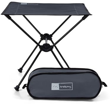 TREKONY Campingtisch, faltbar aus Aluminium, Ultraleicht und kleines Packmaß, Falttisch bis 15 kg, Klapptisch mit Tragetasche für Camping, Strand, Wandern, Picknick, Outdoor, Anthrazit
