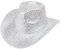 1 Stück Western Cowboyhut mit Pailletten Unisex Glitzer Kappe Bühnenpartyhut Vintage Breiter Krempe Jazzhut Partyhut für Abschlussball Bühnenperformance Disko Maskerade Festival,Silber
