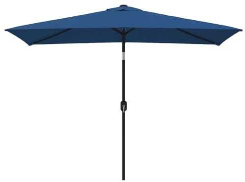 Gecheer Parasol de soleil, parasol inclinable, rectangulaire, vert, avec poteau en métal, 200 x 300 cm, parasol de jardin, parasol de patio, parasol de terrasse, piscine, plage, bleu ciel