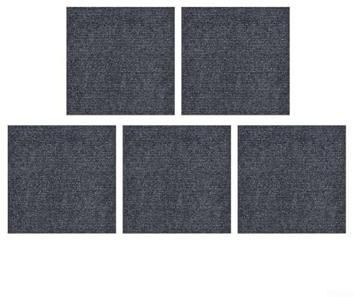 Pack Of 5 Self Adhesive Carpet Tiles, 30 X 30 Cm, Enhance Comfort And Style In Your Space(Dark grey)