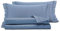 Smart Deco Home Completo letto lenzuola in raso di puro cotone Made in Italy con elegante ricamo MATRIMONIALE BLU
