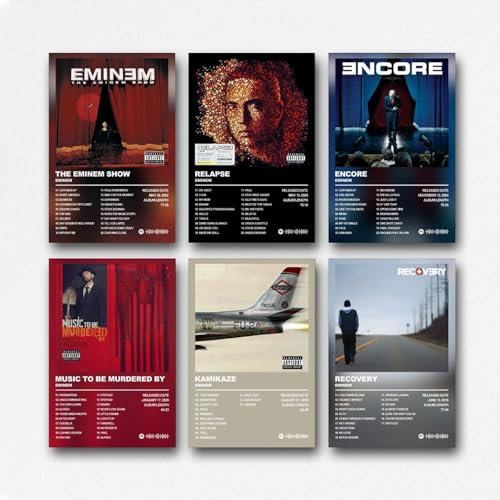 Encore Recov Eminem-Poster, Rapper-Musikalbum, Poster, Wandkunst, Leinwandposter, Raumdekor, 30 x 45 cm, Kamikaze Music-to-Be-Murdered, 6 Stück