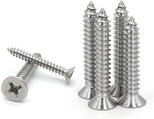 QXCFTW 60 Pcs M5 x 40mm 304 Stainless Steel Phillips Flathead Screws for Wood, Furniture and Drywall