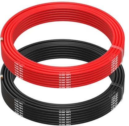 MMOBIEL 16 AWG Silikon Elektronik Kabel - 16 Gauge (1,31mm²) Verzinnte Kupferkabel - 2 Separate Kabel Rot & Schwarz Jede 10m / 32.8ft für RC, Drohnen, 3D Drucker, Batterien, Sprecherkabel, Led Strips
