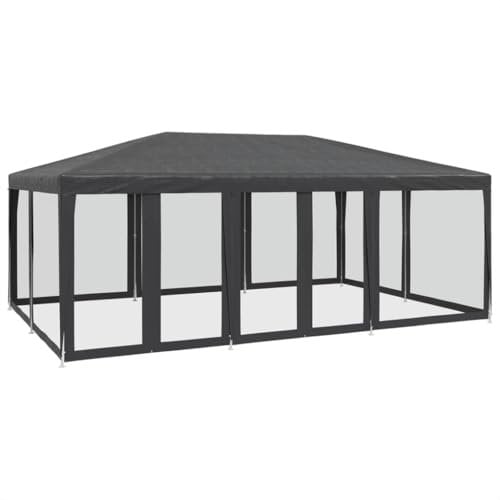 vidaXL Tenda per Feste con 10 Pareti in Rete Antracite 6x4 m in HDPE, Tenda per Gazebo, Tenda da Giardino, baldacchino da Giardino