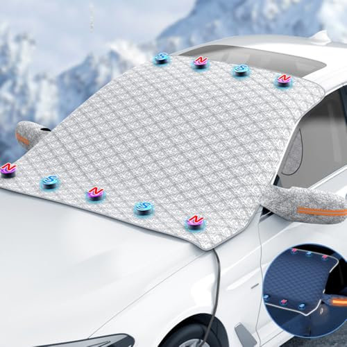 Scheibenabdeckung für Tesla Model 3 Y X S, Auto Frontscheibenabdeckung, Magnetische Schneeabdeckung mit Seitenspiegelabdeckung, Schnee, EIS, Frost, Sonne, UV-Staub, Wasserfest