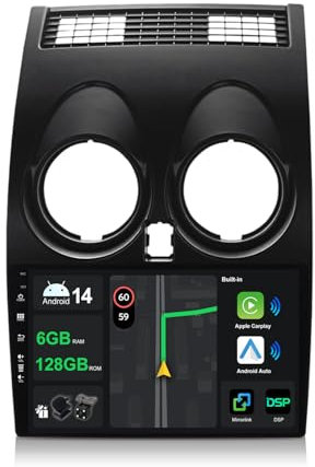 [6G+128G] IPS 9 Android 14 Autoradio Für Nissan Qashqai J10 2008-2014 mit navi Octa Core-[Eingebauter CarPlay/Android Auto/DSP/Mirror Link/GPS Navi/360 Camera/Bluetooth 5.0/WiFi/USB