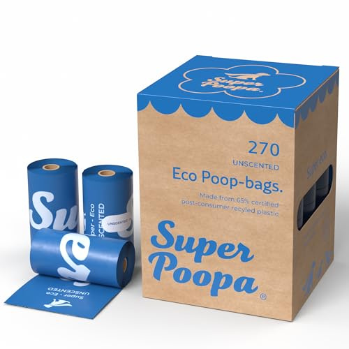 Dog Poop Bag Rolls – 270 Biodegradable Waste Sacks, Extra-Thick Poo Bags, Strong Doggy Refills, Large Unscented Pick-Up Bags for Walks