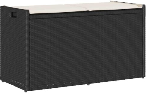 vidaXL Outdoor-Sitzbank mit Stauraum und Kissen Schwarz 100 cm