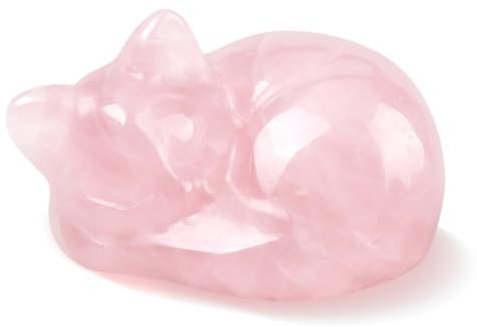 hurifeng Rosa Kristall-Katze Statue Dekoration - Skulptur für Wohnzimmer - Deko Figur Schlafende Katze - Geschenk für Katzenliebhaber