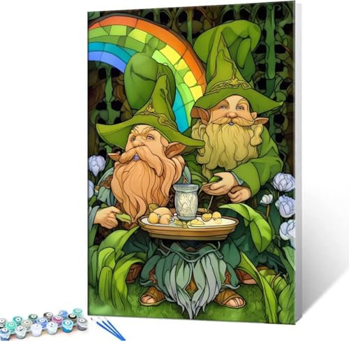 Peinture par Numéros pour Adultes, Peinture par Numéros Grand Le petit nain 20x30 cm Acryliques Peintures Numéros Débutants Enfants, Peinture Avec 3 Pinceaux Paint by Numbers Kit, Sans Cadre v-790