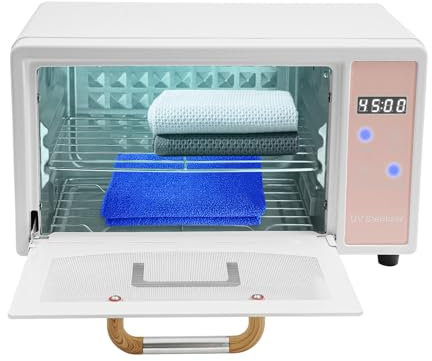 Sterilizzatore UV per strumenti, sterilizzatore per unghie, 10 l, con essiccatore, sterilizzatore con strumento timer, disinfettante UV per cosmetici, studi di piedi, parrucchiere (rosa)