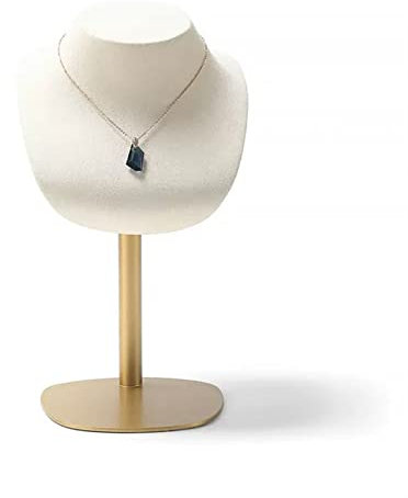 Présentoir Bijoux Organisateur de support de collier Cintre de collier en microfibre beige, présentoirs de buste de bijoux en velours for la vente, organisateur de bijoux à base d'or Porte-bijoux