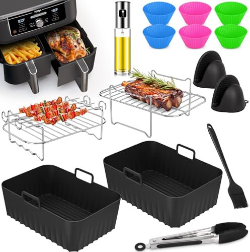 CIRULLI Juego de 19 accesorios para freidora de aire Para Ninja Foodi AF400EU, AF300EU (7,6-9,5 L), Molde silicona freidora de aire，accesorios freidora de aire