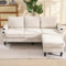 RIAZOS L-Shaped Couch Sofa, 3 Seater Corner Sofa, Sectional Sofa Couches With USB, Cup Holder, for Apartment Living Room (Beige)