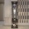 Glasvitrine Standvitrine LED, 1 Türen 4 Etagen Vitrine mit Glas Vitrinenschrank Led mit Schloss Sammlervitrine Glasvitrine Stehend für Sammlerstücke, Modelle (Schwarz, 1 Tür 4 Etagen LED+Spiegel)