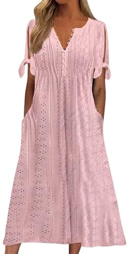 Cocila Robe AjouréE à Manches Courtes Et Col en V pour Femmes Couleur Unie La DéContractéE Blouse Auxiliaire De Vie T Shirts De Noel Femme Polo Femme Manches Longues Chemise Tee Shirts Noir T