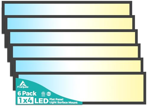 Franjulia 1x4 LED Flat Panel Light Surface Mount 50W 5500LM 6Pack Black