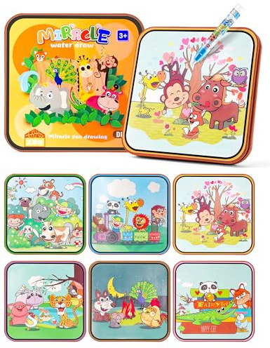Prism Petal Zoo réutilisable Livre de Peinture à l'eau Jouets pour Enfants, Livres d'aquarelle Magique Eduactional Jouet avec Stylo à Eau Conte de fées pour 3 + âges garçons et Filles (Zoo)