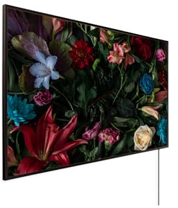 Könighaus Bildheizung 600 Watt - Thermostat - 8-16 m² | Motiv: Stillleben Blume, schwarzer Rahmen, TÜV SÜD, 5 Jahre Garantie, HD-Qualität, Überhitzungsschutz