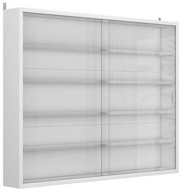 Vicco Wandvitrine Showla Weiß | mit 4 Einlegeböden, zur Wandmontage zur Aufbewahrung und Präsentation