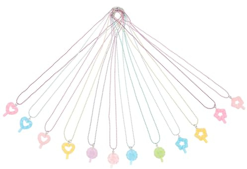 SOIMISS 12 Stück Mädchen Schmuckset mit Lutscher Anhänger Leichte Halsketten in Macaron Farben Verkleidungsschmuck und Gastgeschenke für Kinderpartys