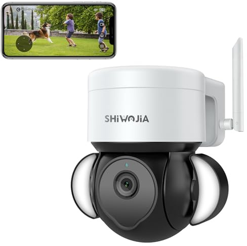 SHIWOJIA WLAN Überwachungskamera für den Außenbereich, 5MP 360° PTZ Sicherheits Kamera, automatische Verfolgung, Bewegungserkennung, Nachtsicht, Tuya Smart Life Kamera