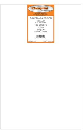 Clearprint 1000h Design Pergamentpapier Blatt, 16 Lb., 100% Baumwolle, 27,9 x 43,2 cm, 100 Blatt pro Packung, je 1 (10201516)