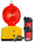 UvV Baustellenleuchte LED Warnleuchte rot- mit Secura-Halter, inkl. 2 x 6 Volt Batterien und 1 x Lampenschlüssel