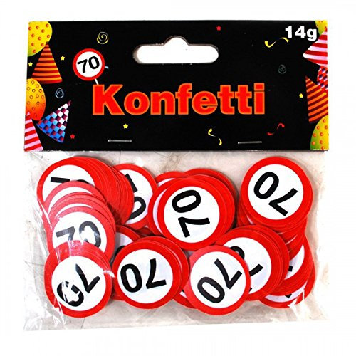 Udo Schmidt Konfetti - 110 St. Streudeko Happy Birthday 70 Jahre Verkehrsschild - Rot, Kunststoff