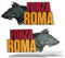 erreinge Aufkleber X2 Forza Roma Lupa nach Links und rechts Supporter Fußball Ultras Shaped Adhesive PVC für Abziehbild Tapete Auto Moto Helm Camper Laptop - 15 cm