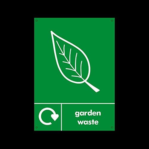 Garden Waste Plastic Sign with 4 Pre-Drilled Holes - Environment/Reduce CO2 / Green World/Bins