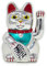 Starlet24® Winkende Glückskatze Winkekatze Lucky Cat Maneki-Neko Winkende Japanische Maneki-Neko batteriebetrieben (Silber, 15cm)
