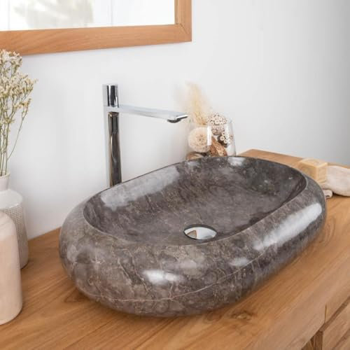Wanda collection - Grande Vasque en marbre à Poser Murano 60x40 Gris