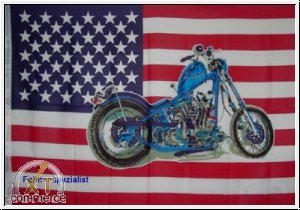 Fahne USA mit Motorrad Grösse 1,35x0,95m