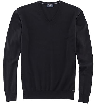 OLYMP Herren Pullover V-Ausschnitt Casual.Strick,Single Jersey,Regular fit,schwarz 68,4XL