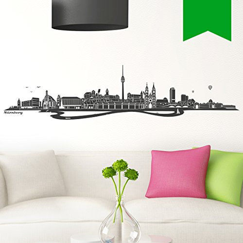 WANDKINGS Wandtattoo Skyline Nürnberg 100 x 23 cm gelbgrün - erhältlich in 33 Farben