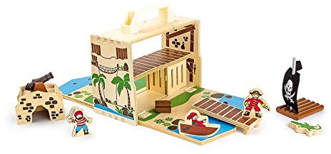 small foot Pirateninsel im Koffer, Spielset für Kinder, aus Holz, inkl. Spielfiguren, ab 3 Jahren. Art-Nr. 9541