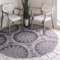 Unique Loom Outdoor Botanical Collection Teppich – Medaillon (1,8 m, rund, Grau/Silber)